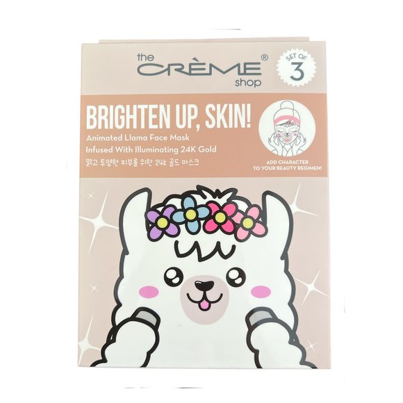 NEW The Creme Shop, Set of 3 Brighten Up, Skin! Llama With Illuminating 24k Gold - Picture 2 of 4